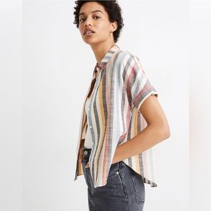 Madewell Hilltop Shirt in Rainbow Stripe